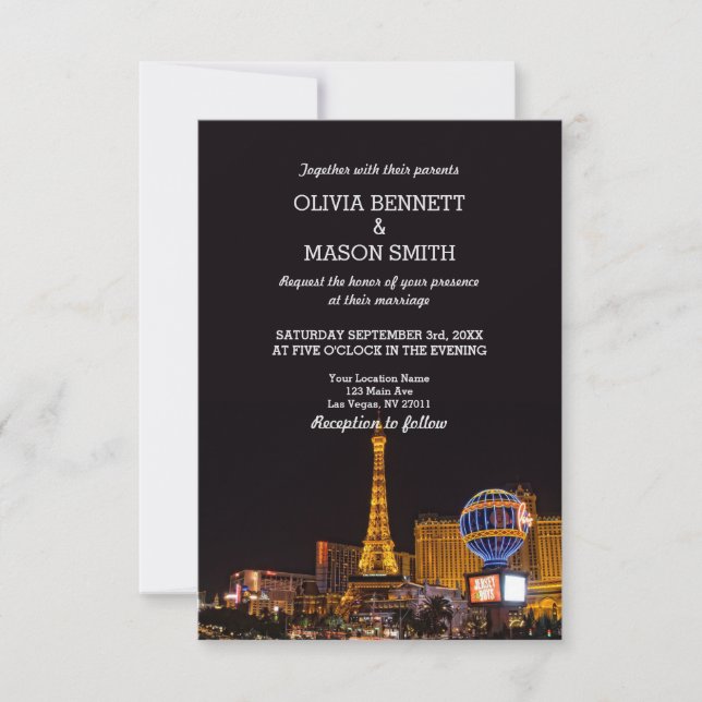 Invitación a la boda de destino de Las Vegas (Anverso)