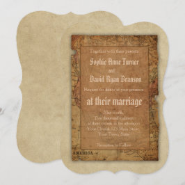 Invitación a la boda de destino de mapa de cosecha