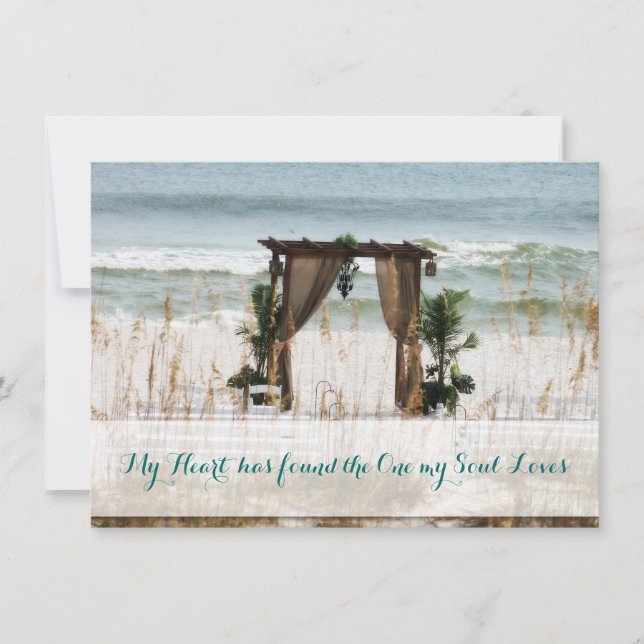 Invitación a la boda de destino de My Heart Beach (Anverso)