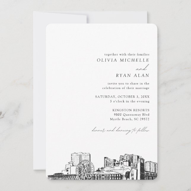 Invitación a la boda de destino de Myrtle Beach (Anverso)