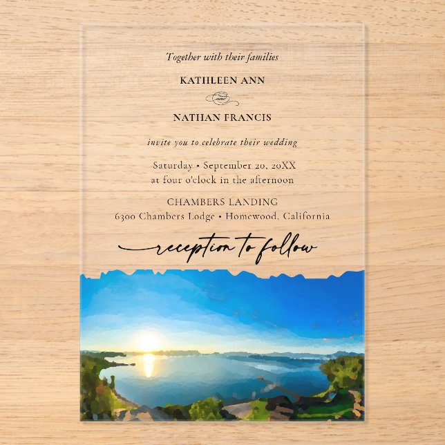 Invitación a la boda de destino de North Lake Taho (Anverso)