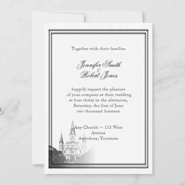 Invitación a la boda de destino de Nueva Orleans (Anverso)