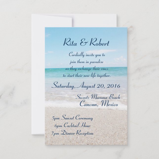 Invitación a la boda de destino de Ocean I (Anverso)