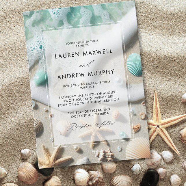 Invitación a la boda de destino de Ocean Sand Beac (Subido por el creador)