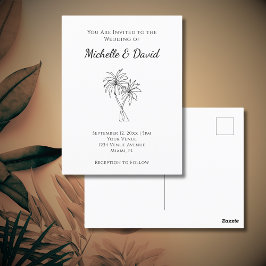 Invitación a la boda de destino de palmeras tropic