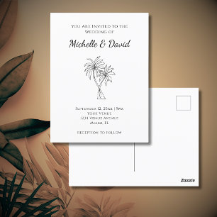 Invitación a la boda de destino de palmeras tropic