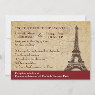 Invitación a la boda de destino de París