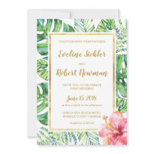 Invitación a la boda de destino de playa tropical