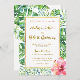 Invitación a la boda de destino de playa tropical
