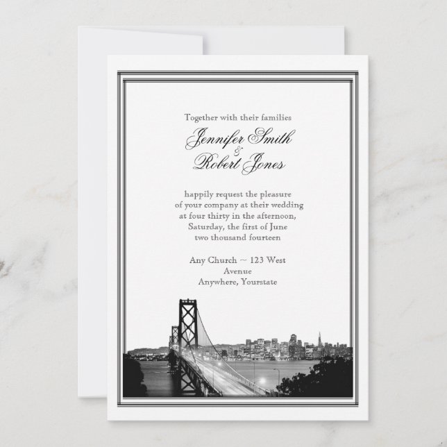 Invitación a la boda de destino de San Francisco (Anverso)