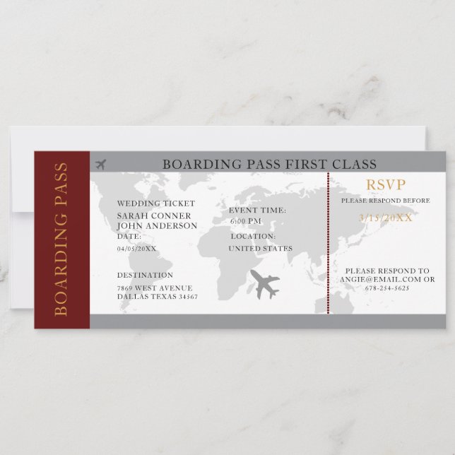 Invitación a la boda de destino de tarjeta de emba (Anverso)