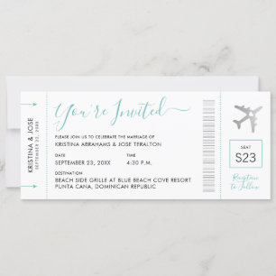 Invitación a la boda de destino de tarjeta de emba