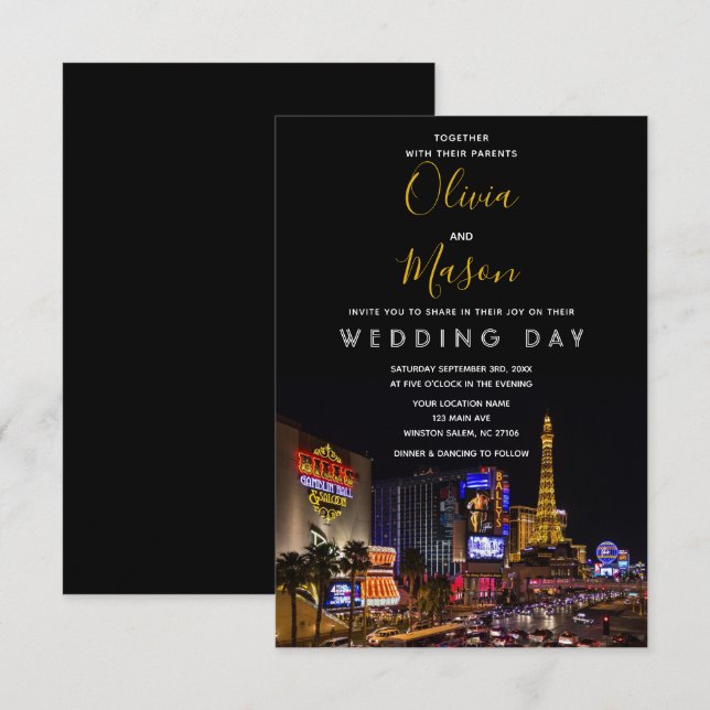 Invitación a la boda de destino de Viva Las Vegas (Anverso / Reverso)