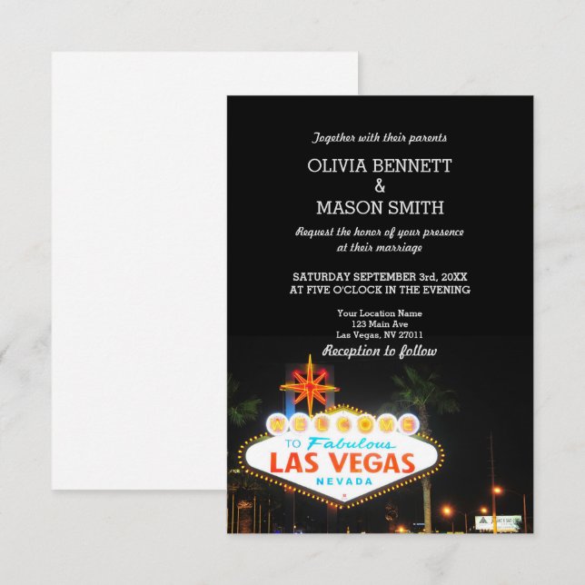 Invitación a la boda de destino de Viva Las Vegas (Anverso / Reverso)