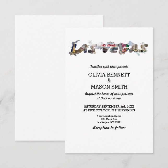 Invitación a la boda de destino de Viva Las Vegas (Anverso / Reverso)