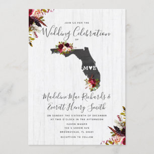 Invitación a la boda de destino del estado de Flor
