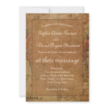 Invitación a la boda de destino del mapa de cosech