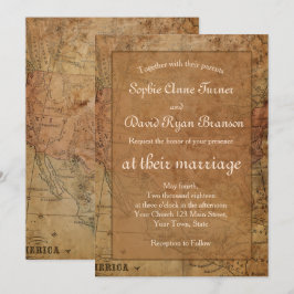 Invitación a la boda de destino del mapa de cosech