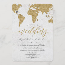Invitación a la boda de destino del mapa mundial d