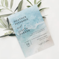 Invitación a la boda de destino elegante de Ocean 
