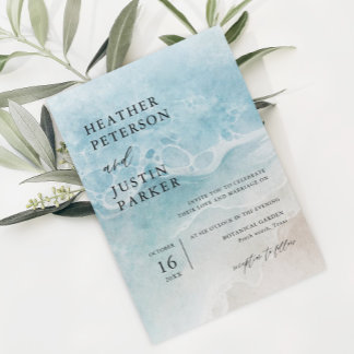 Invitación a la boda de destino elegante de Ocean