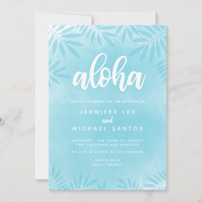 Invitación a la boda de destino en acuarela (Anverso)