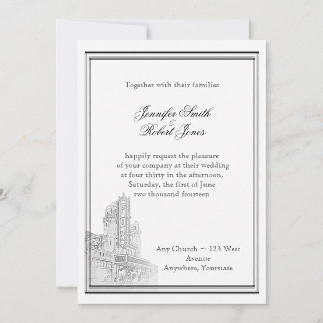 Invitación a la boda de destino en Atlanta (Anverso)