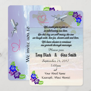 Invitación a la boda de destino en Hawái