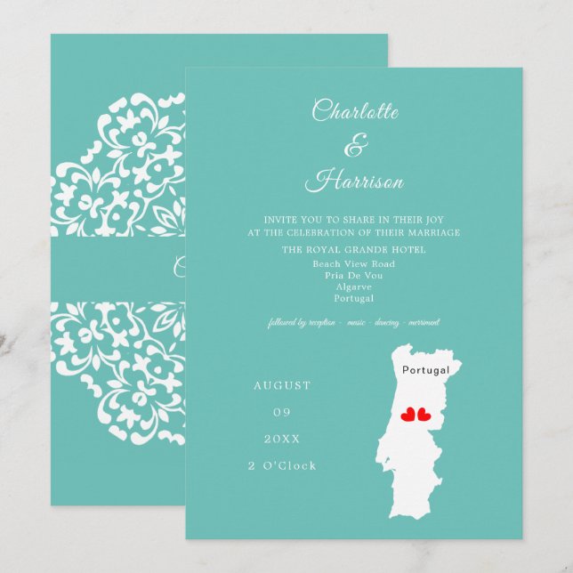 Invitación a la boda de destino en Portugal (Anverso / Reverso)