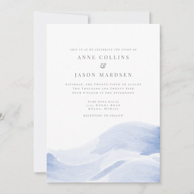 Invitación a la boda de destino - Ondas oceánicas (Anverso)