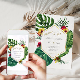 Invitación a la boda de destino tropical