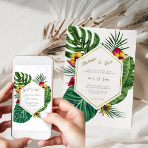 Invitación a la boda de destino tropical