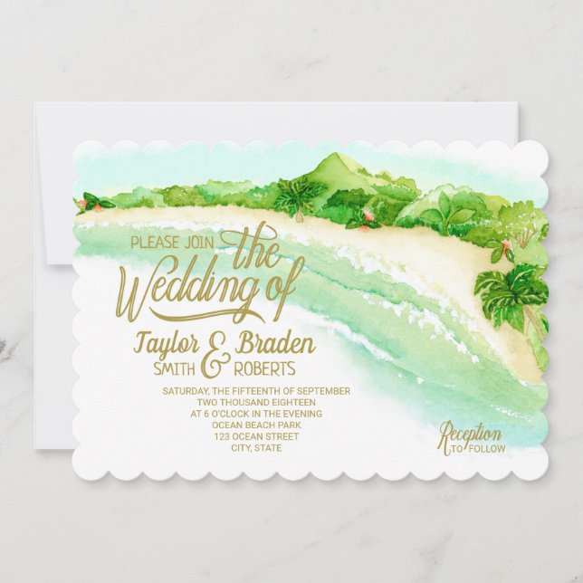 Invitación a la boda de destino tropical (Anverso)