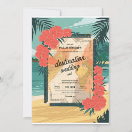 Invitación a la boda de destino tropical