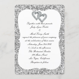 Invitación a la boda de Diamante Purpurina Platead