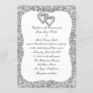 Invitación a la boda de Diamante Purpurina Platead
