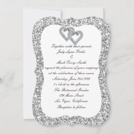 Invitación a la boda de Diamante Purpurina Platead