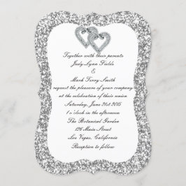 Invitación a la boda de Diamante Purpurina Platead