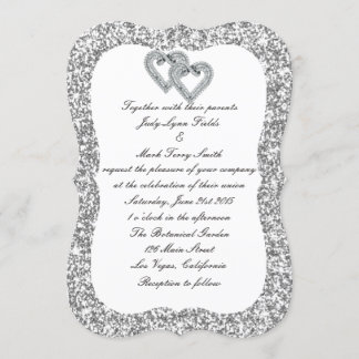 Invitación a la boda de Diamante Purpurina Platead