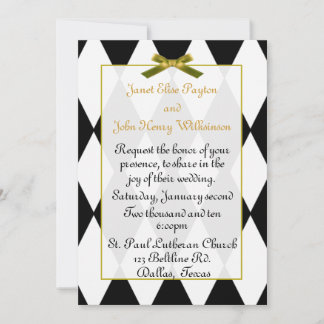 Invitación a la boda de diamantes blancos y negros
