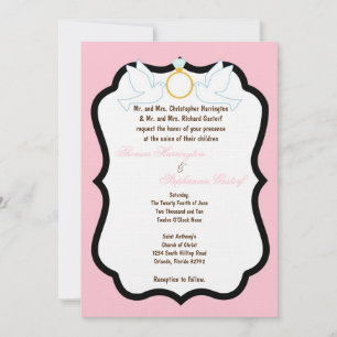 Invitación a la boda de diamantes con paloma rosa