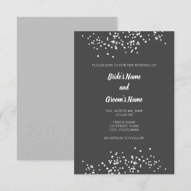 Invitación a la boda de Diamantes de imitación ele (Anverso / Reverso)