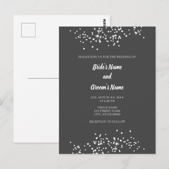Invitación a la boda de Diamantes de imitación ele (Anverso / Reverso)