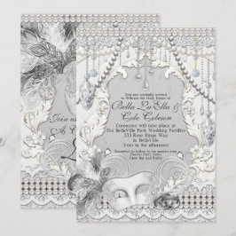 Invitación a la boda de diamantes de perlas de mas