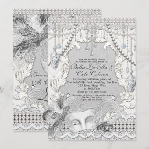 Invitación a la boda de diamantes de perlas de mas