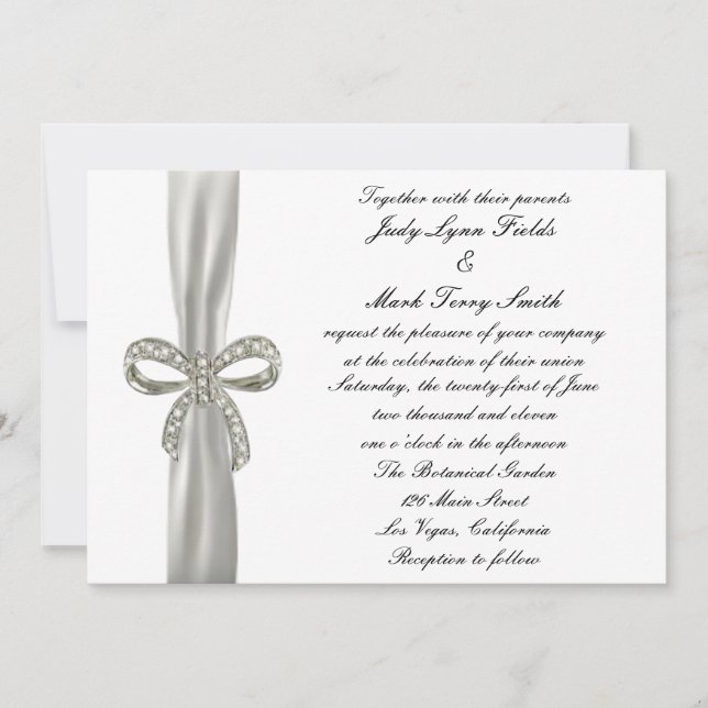 Invitación a la boda de Diamond Bow (Anverso)