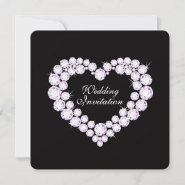 Invitación a la boda de Diamond Heart Black