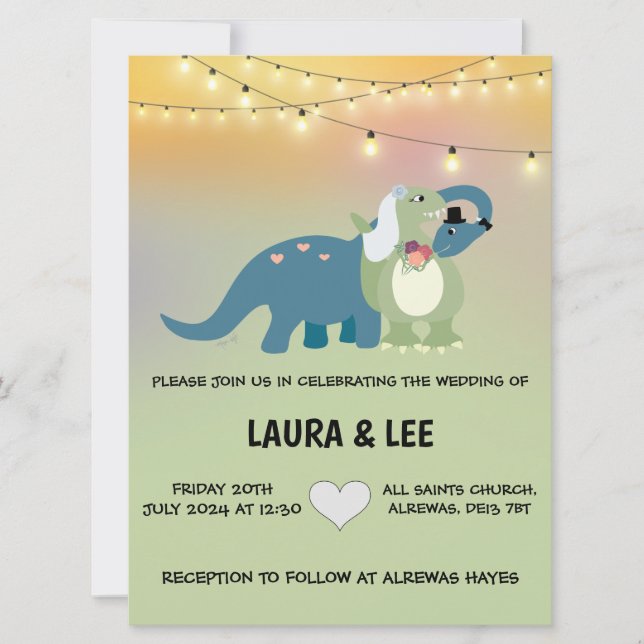Invitación a la boda de dinosaurios (Anverso)