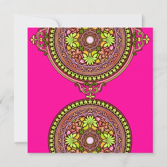 Invitación a la boda de discos rosados indios (Anverso)