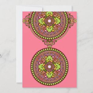 Invitación a la boda de discos rosados indios